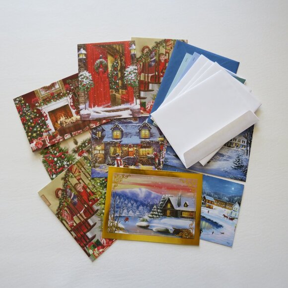 Happy Holidays Merry Christmas Assorted Greeting Cards With Envelopes Set 34 - Picture 6 of 6